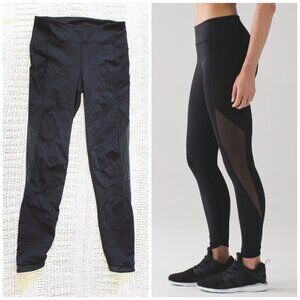 Lululemon Sole Training 7/8 Tight Women Black Leggings Size 6 Mesh Sporty